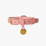 Hondenhalsband luxe leer met naam penning - roze, nieuw!, Ophalen of Verzenden, Handgemaakt, Nieuw
