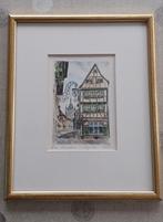 Bad Wimpfen Tekening in Kader met mooie passe-partout, Ophalen of Verzenden