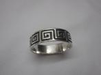 Zilveren vintage ring met meander ringmaat 26,2 nr.1619, 20 of groter, Verzenden, Heer, Zo goed als nieuw