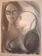 Kunstwerk: Twee Naakte Vrouwen, Antiek en Kunst, Kunst | Etsen en Gravures, Ophalen of Verzenden