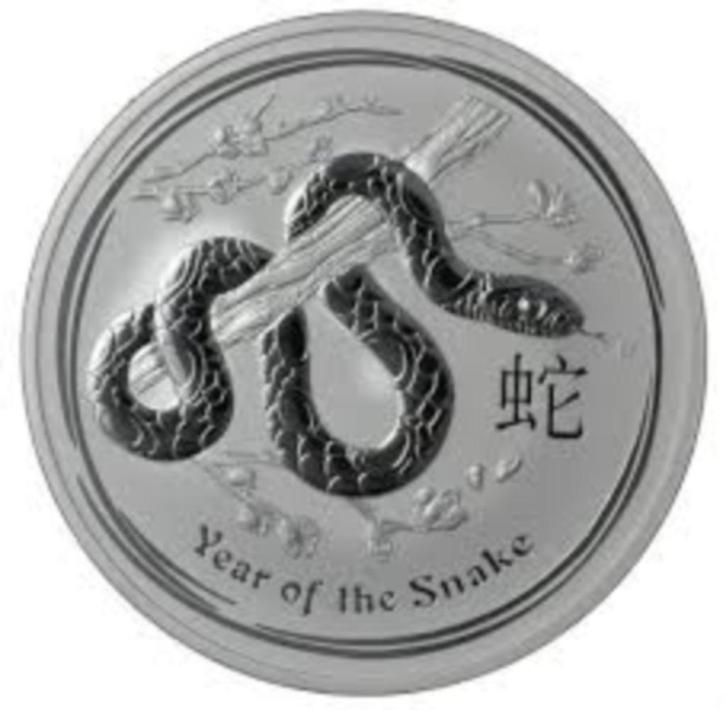 1 OUNCE LUNAR 2 YEAR OF THE SNAKE 2013 ZILVER MUNT OZ SLANG, Postzegels en Munten, Edelmetalen en Baren, Zilver, Ophalen of Verzenden