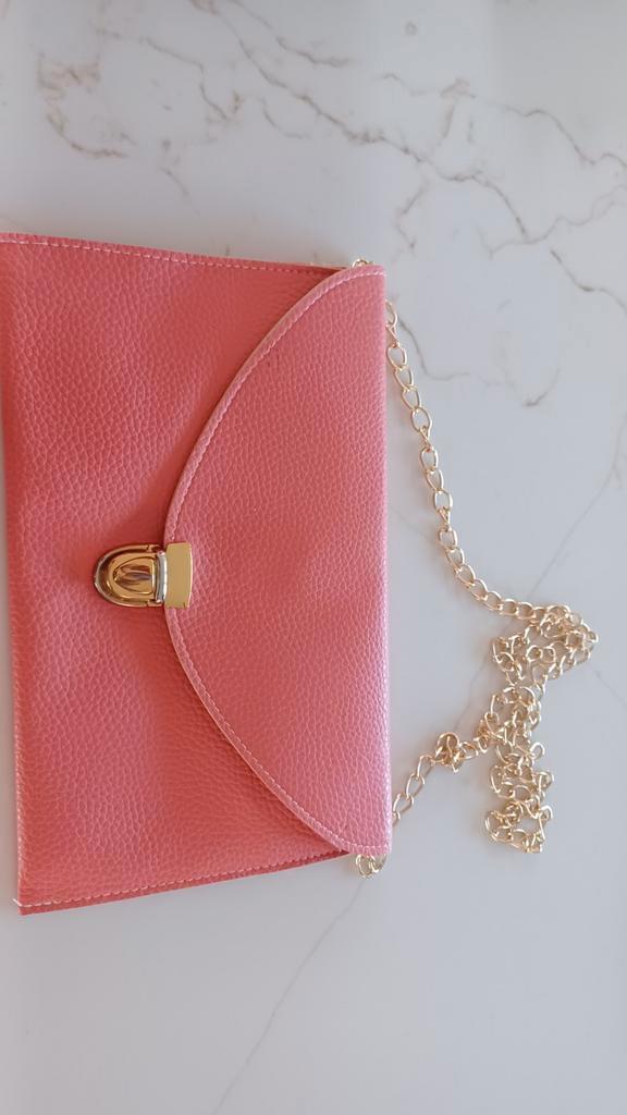 Roze Avondtasje enveloptas met Gouden Ketting, Sieraden, Tassen en Uiterlijk, Tassen | Damestassen, Zo goed als nieuw, Avondtasje