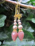 Oorbellen Jojanneke jade facet-swarovski parels goud, Sieraden, Tassen en Uiterlijk, Ophalen, Nieuw