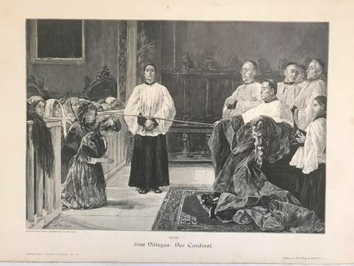 José Villegas: Der Cardinal, 32 x 22,5 cm. or. gravure 1896, Antiek en Kunst, Kunst | Etsen en Gravures, Ophalen of Verzenden