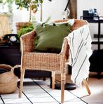 IKEA AGEN fauteuil (rieten stoel) met kussen, Ophalen, Zo goed als nieuw, Riet of Rotan