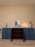 Uniek blauw dressoir/kastjes/tv-meubel roodbruine binnenkant, Huis en Inrichting, Ophalen, Overige materialen, Gebruikt, 200 cm of meer