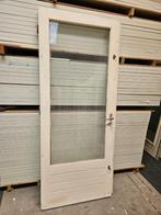 Merbau deur / Achter deur met slot en scharnieren, Ophalen, 80 tot 100 cm, 200 tot 215 cm, Glas