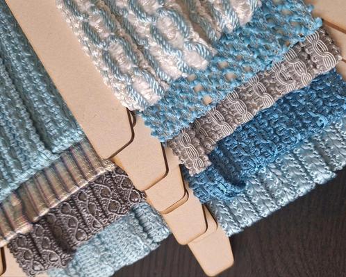 Supermooi retro vintage glanzend sierband in blauwtinten, Hobby en Vrije tijd, Naaien en Fournituren, Nieuw, Kant, Ophalen of Verzenden