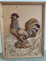 Groot kippen schilderij met stro Tip Kerst/Sint 45/35 cm, Ophalen of Verzenden