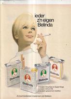 Retro reclame 1973 Belinda sigaretten 4 pakjes ieder zn eige, Overige typen, Ophalen of Verzenden