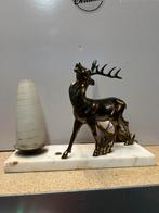 Grote Art Déco Tafellamp – Hert op Marmer – Vintage Design, Ophalen of Verzenden