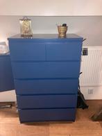 Malm ladekast, blauw geverfd, Huis en Inrichting, Kasten | Dressoirs, Ophalen, Overige materialen, Gebruikt, 50 tot 100 cm