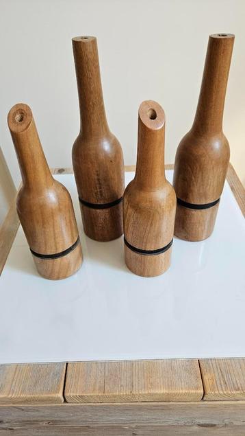 4x  ZGAN houten flesvazen ( voor Decoratie)  beschikbaar voor biedingen