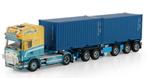 WSI SCANIA 4+ COMBI TRAILER + 2X 20FT - JOHN V.D. MAD, Hobby en Vrije tijd, Modelauto's | 1:50, Wsi, ., Nieuw, Ophalen of Verzenden