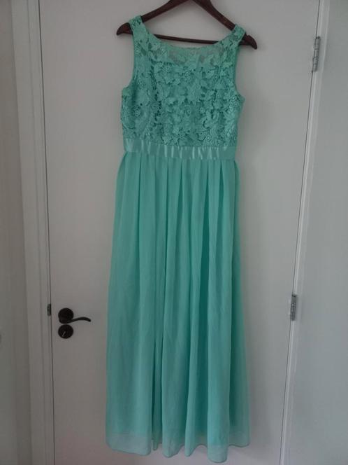 Prachtige jurk met kant in mintgroen, Kleding | Dames, Gelegenheidskleding, Zo goed als nieuw, Galajurk, Maat 42/44 (L), Groen
