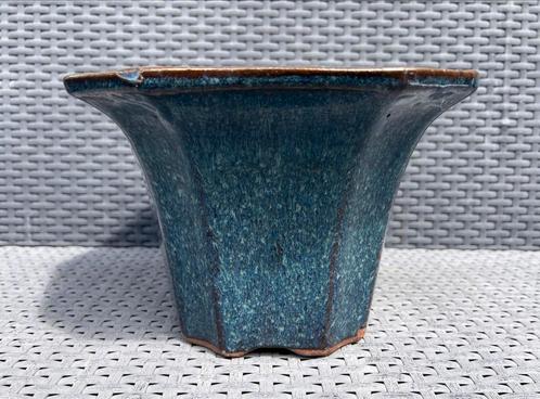 Bonsai Cascade pot blauw tinten geglazuurd 28,5x27,5x17,2, Tuin en Terras, Bloempotten, Zo goed als nieuw, Aardewerk, Minder dan 25 cm