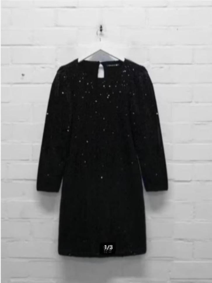 Label DOT - Mooie pailletten Jurk maat 38&40 - Nieuw €139,95, Kleding | Dames, Jurken, Nieuw, Maat 38/40 (M), Zwart, Boven de knie