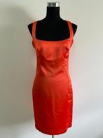 J346 - Oranje designer Just Cavalli jurk maat 42 valt als S, Oranje, Maat 42/44 (L), Knielengte, Ophalen of Verzenden
