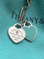 Tiffany & Co mini double hearts + diamond ketting, Ophalen, Zo goed als nieuw, Met edelsteen, Zilver