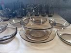 Mooie vintage Arcoroc France retro bruin rookglas schaal etc, Huis en Inrichting, Keuken | Servies, Ophalen, Gebruikt, Glas, Overige stijlen