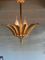 Vintage massief messing maison jansen style hanglamp, Gebruikt, Maison jansen , mid century vintage, Ophalen of Verzenden, 75 cm of meer