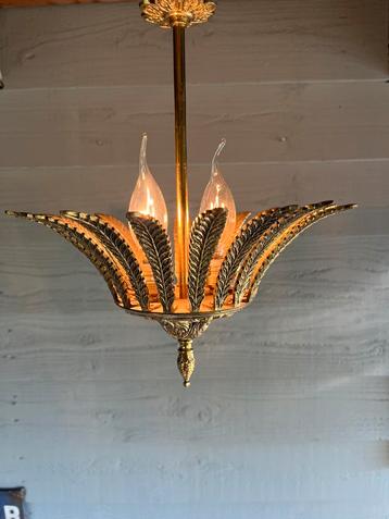 Vintage massief messing maison jansen style hanglamp beschikbaar voor biedingen