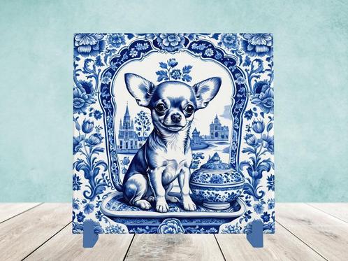 Chihuahua Delfts Blauwe tegel incl houder, Huis en Inrichting, Woonaccessoires | Overige, Nieuw, Ophalen of Verzenden