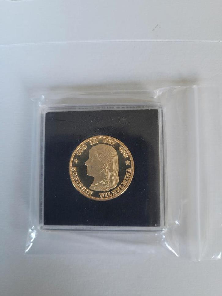 Herslag vergulde Wilhelmina 10 Gulden 1892, Postzegels en Munten, Munten | Nederland, 10 gulden, Koningin Wilhelmina, Ophalen of Verzenden
