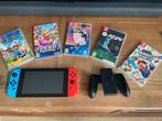 Nintendo Switch + 5 Games + Accessoires oplaadstation, Spelcomputers en Games, Spelcomputers | Nintendo Switch, Ophalen, Met games