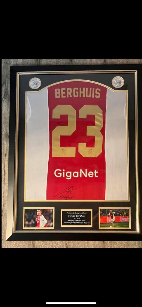 Steven Berghuis matchworn + handtekening ingelijst ajaxshirt, Verzamelen, Sportartikelen en Voetbal, Zo goed als nieuw, Shirt