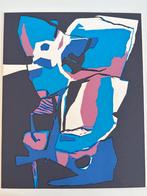 Abstracte Zeefdruk - Blauw, Roze, Wit Kleurenspel, Ophalen of Verzenden