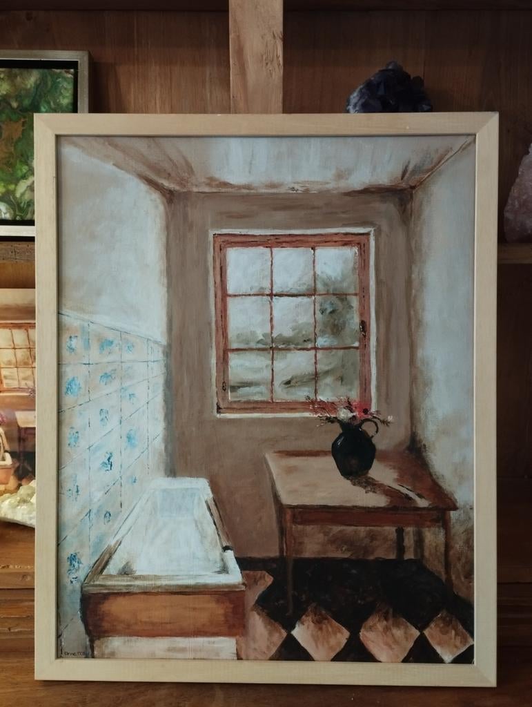 Mooi schilderij incl houten lijst, afm ca 43x53 cm, Antiek en Kunst, Kunst | Schilderijen | Klassiek, Ophalen of Verzenden