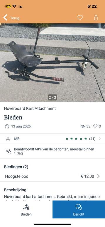 Hoverboard zitje / kart attachment beschikbaar voor biedingen