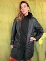 Vintage leren parka / jas met capuchon -hooded- zwart, Maat 38/40 (M), Zwart, Ophalen of Verzenden, HGV
