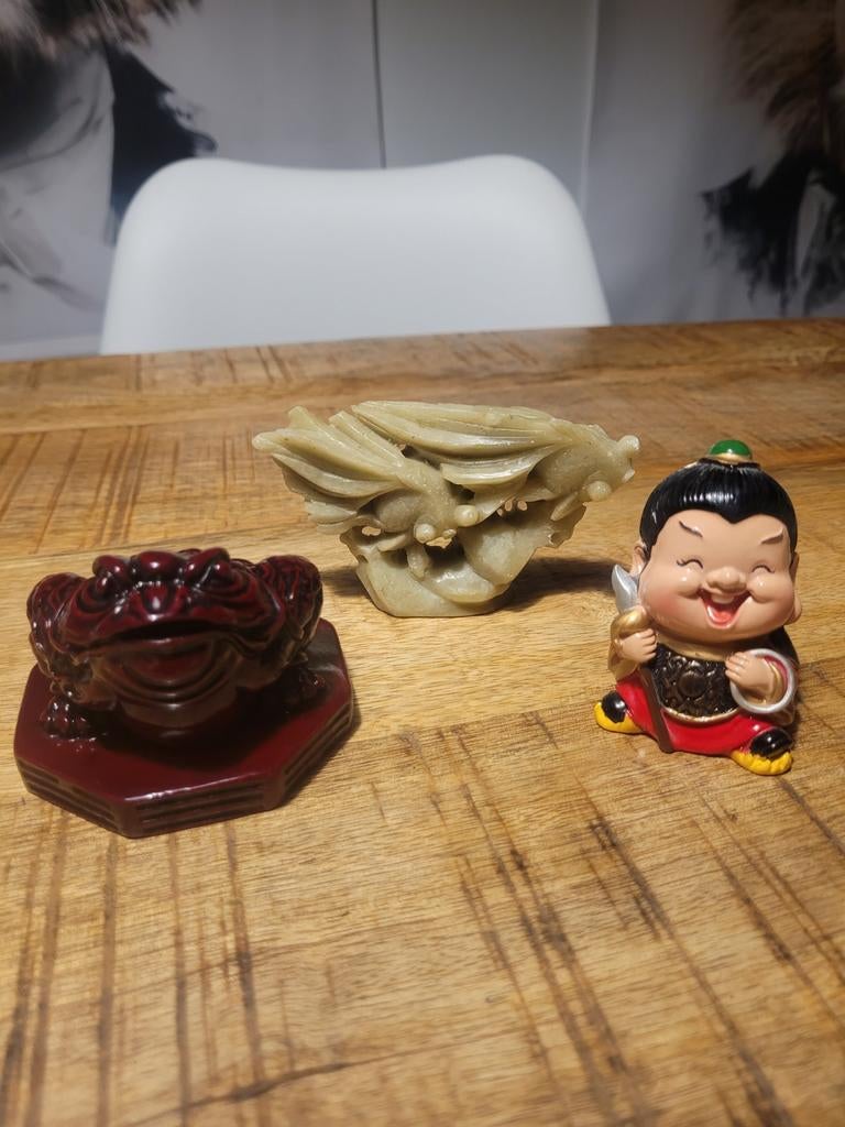 3 oosterse beeldjes, Ophalen of Verzenden, Gebruikt