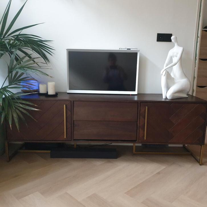 Dutchbone Class Dressoir/TV-kast Walnoot, Huis en Inrichting, Kasten | Dressoirs, Gebruikt, 150 tot 200 cm, 25 tot 50 cm, Met lade(s)