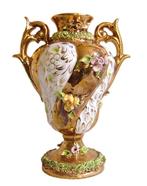 Capodimonte siervaas 24 karaat verguld hand geschilderd 1950, Ophalen of Verzenden