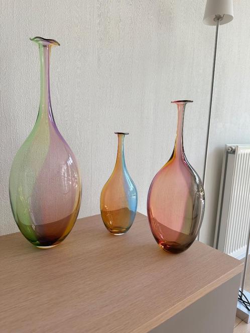 Kosta Boda 3x kristallen fles vazen van Kjell Engman, Huis en Inrichting, Woonaccessoires | Vazen, Nieuw, Overige kleuren, Minder dan 50 cm