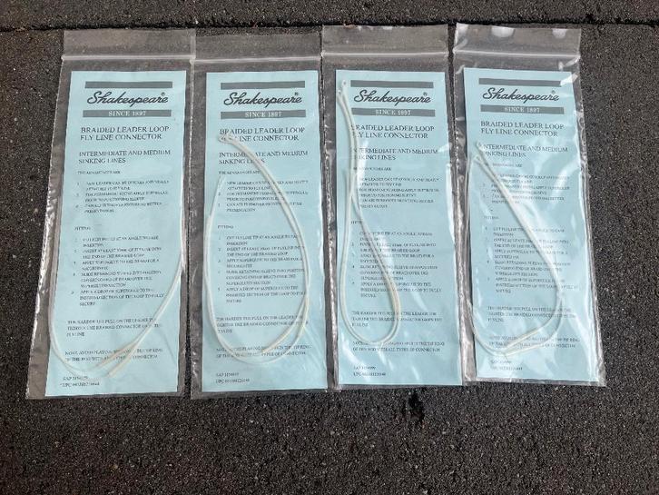 adv 387 / NIEUW set 4 pakjes leader loops SHAKESPEARE, Watersport en Boten, Hengelsport | Vliegvissen, Nieuw, Overige typen, Ophalen of Verzenden