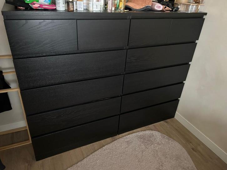IKEA MALM ladekast – zwartbruin, 6 lades – in goede staat!, Huis en Inrichting, Kasten | Ladekasten, Zo goed als nieuw, 100 tot 150 cm