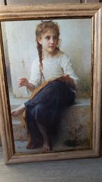 Prachtig schilderij: meisje wat aan het naaien is, Antiek en Kunst, Ophalen