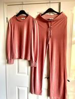 ANNA VAN TOOR • Roze rib fluweel pak Set broek shirt - S, Kleding | Dames, Ophalen of Verzenden, Roze, Zo goed als nieuw, Maat 36 (S)