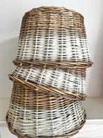 Drie rattan rieten lampenkappen landelijk brocant, Ophalen, Zo goed als nieuw, Rond, 25 tot 50 cm
