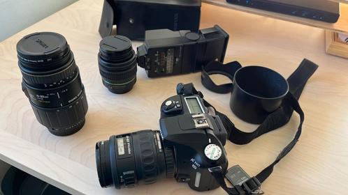 Pentax spiegelreflex camera K110D met 3 lenzen, flitser, tas, Audio, Tv en Foto, Fotocamera's Analoog, Gebruikt, Spiegelreflex