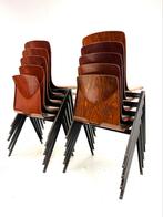 Partij van 10 vintage Galvanitas S22 jaren ‘60, Vijf, Zes of meer stoelen, Ophalen of Verzenden, Bruin, Zo goed als nieuw