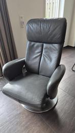 Hukla relaxfauteuil leer grijs verstelbaar, Huis en Inrichting, Fauteuils, Ophalen, Gebruikt, Minder dan 75 cm, Metaal