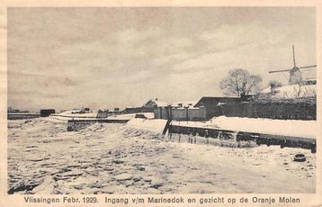 Vlissingen Winter 1929 IJs Marinedok Oranje Molen  beschikbaar voor biedingen