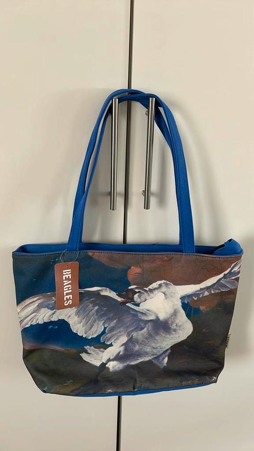 Nieuwe blauwe shopper met zwaan en klein tasje (prj), Sieraden, Tassen en Uiterlijk, Tassen | Damestassen, Nieuw, Shopper, Blauw