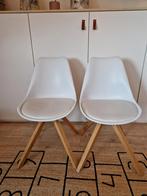 Bureau/eetkamer stoel wit met eiken houten poten, Ophalen, Zo goed als nieuw, Wit