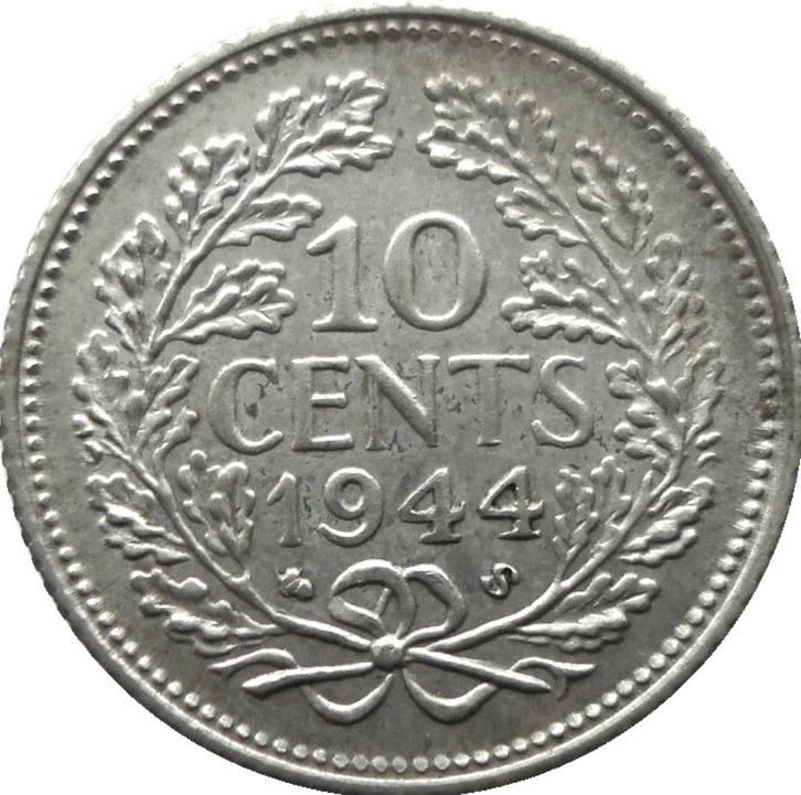 Nederland 10 cent 1944 (SE, FDC, zilver), Postzegels en Munten, Munten | Nederland, Losse munt, 10 cent, Koningin Wilhelmina, Zilver